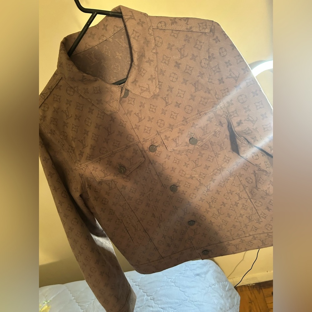 Men Louis Vuitton Jacquard Trucker Monogram Denim Jacket Virgil Abloh Size 46